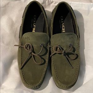 Coach olive men’s boat shoes